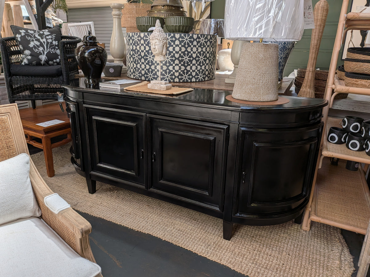 Classic Francia Curved Sideboard - Black 212cm