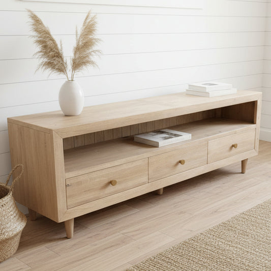 Malmo Large Media Unit in Sustainable Hevea Hardwood 2000