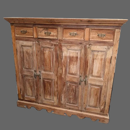 Rustic 4 Door/Draw Tall Hardwood Sideboard