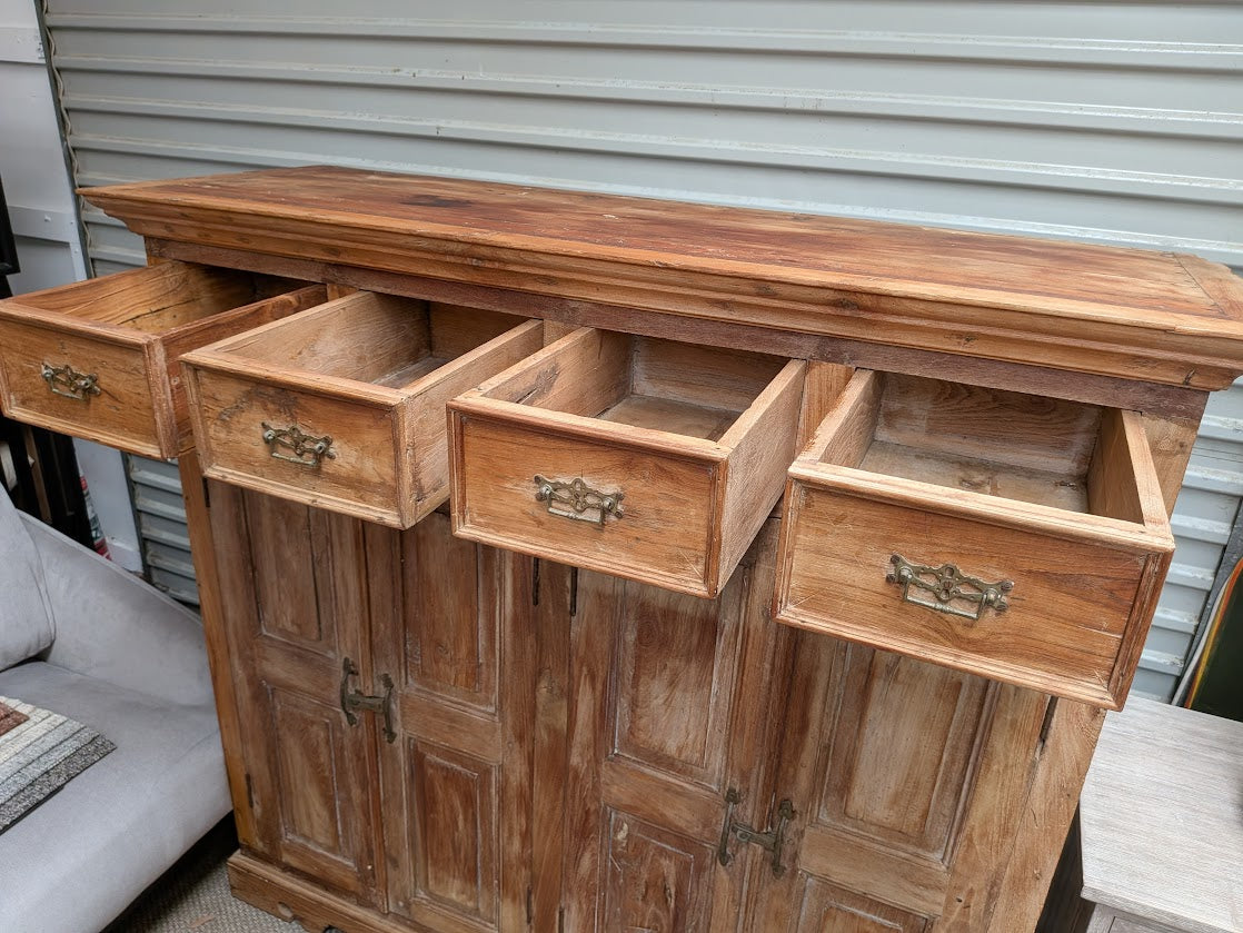 Rustic 4 Door/Draw Tall Hardwood Sideboard