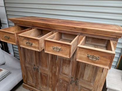 Rustic 4 Door/Draw Tall Hardwood Sideboard