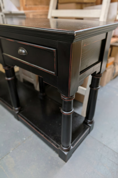 Newbridge 3drw Black Sideboard with open shelf