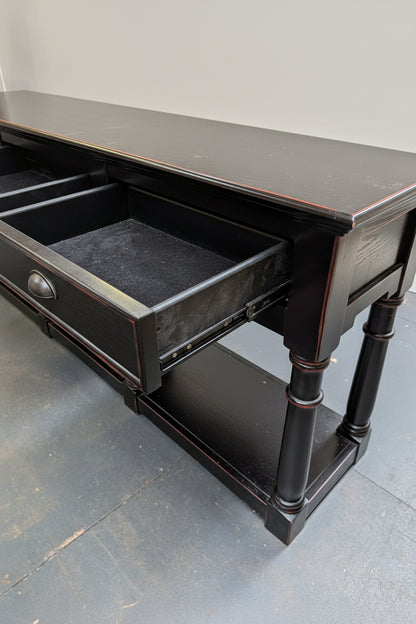 Newbridge 3drw Black Sideboard with open shelf