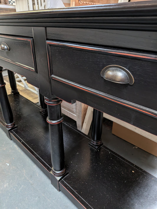 Newbridge 3drw Black Sideboard with open shelf