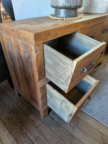 Rustic Oak 6 Drawer Sideboard 1490w x 860h x 510d