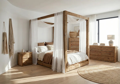 Naturo Recycled Timber 6 Draw Chest - Curve