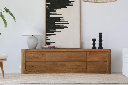 Naturo Curved Recycled Timber Media Unit 2000