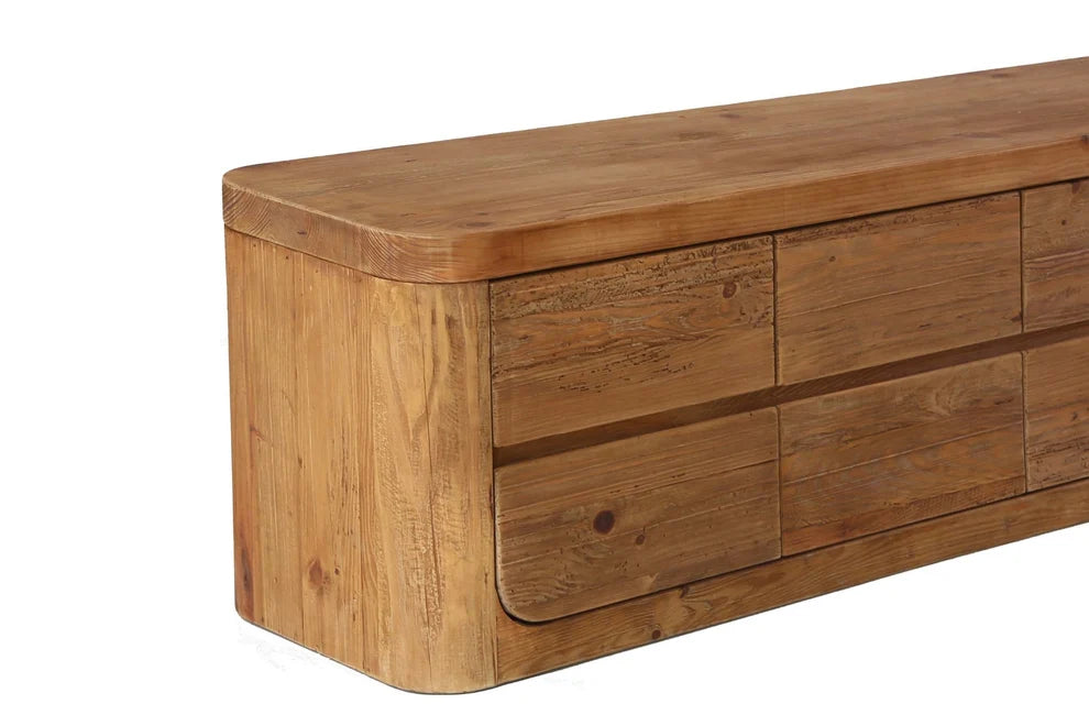 Naturo Curved Recycled Timber Media Unit 2000