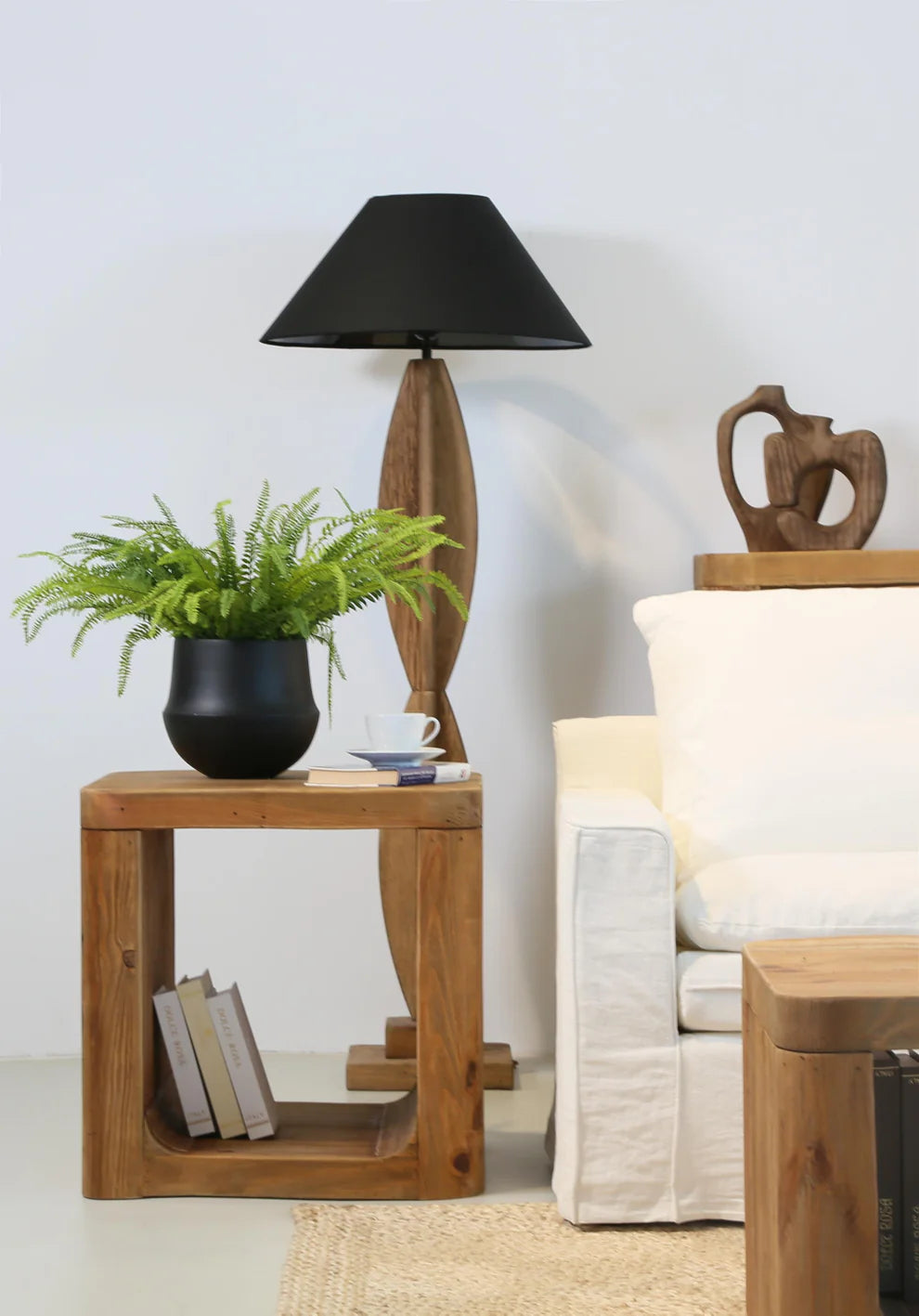 Naturo Recycled Timber End Table - Curve