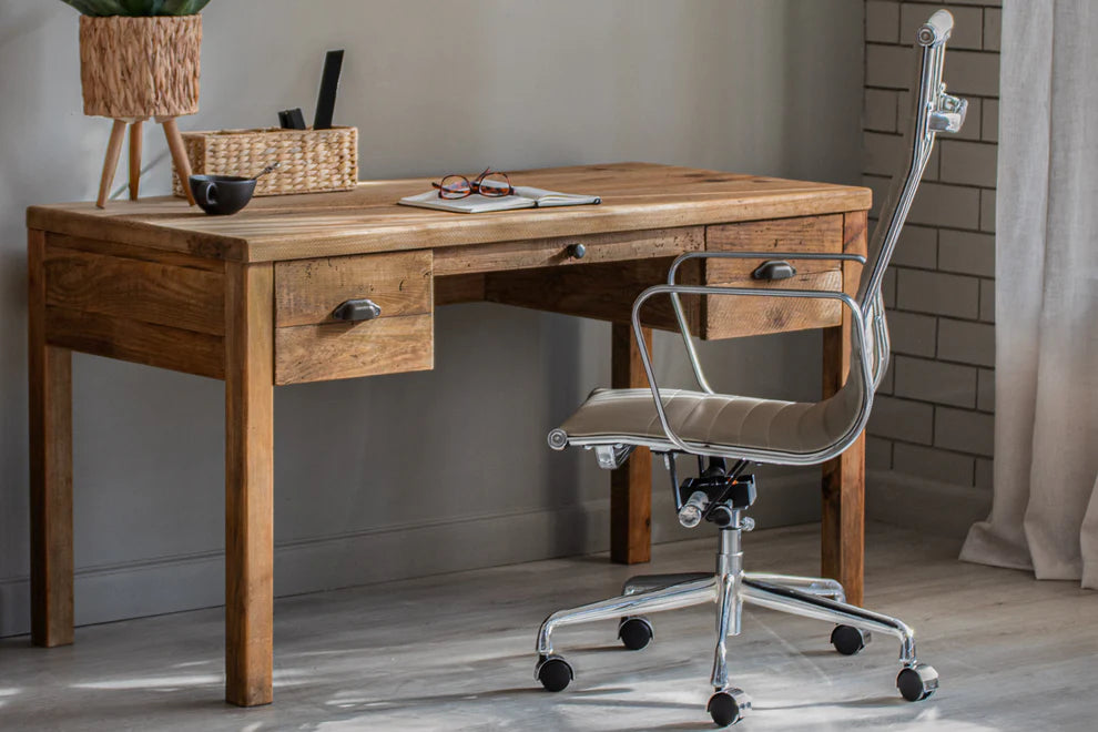 Woodhouse 1360 3 Draw Desk Recycled Timber