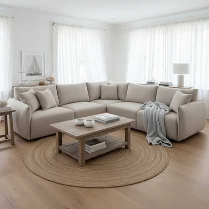 Sorrento 5pr Corner Modular in Waffle Plush Fabric