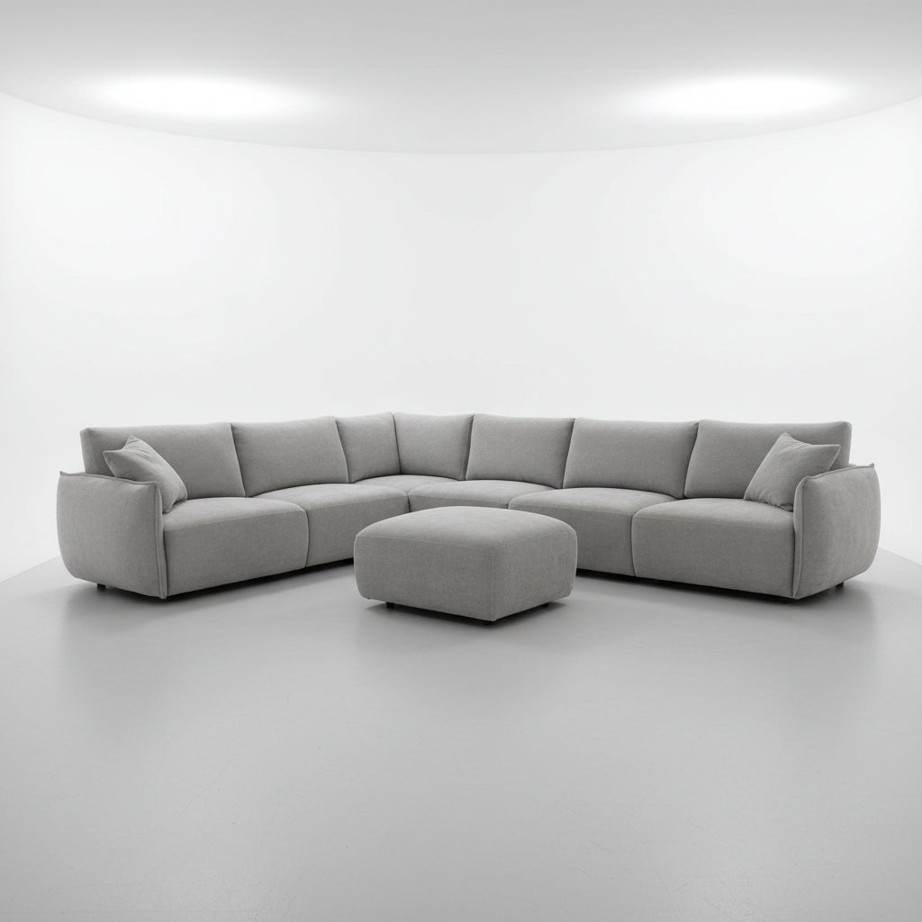 Sorrento 7pc Corner Modular including ottoman in Plush Chenile