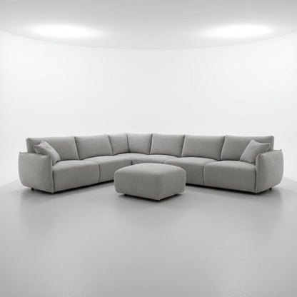Sorrento 7pc Corner Modular including ottoman in Plush Chenile