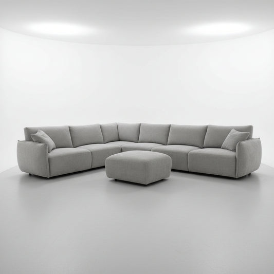 Sorrento 7pc Corner Modular including ottoman in Plush Chenile