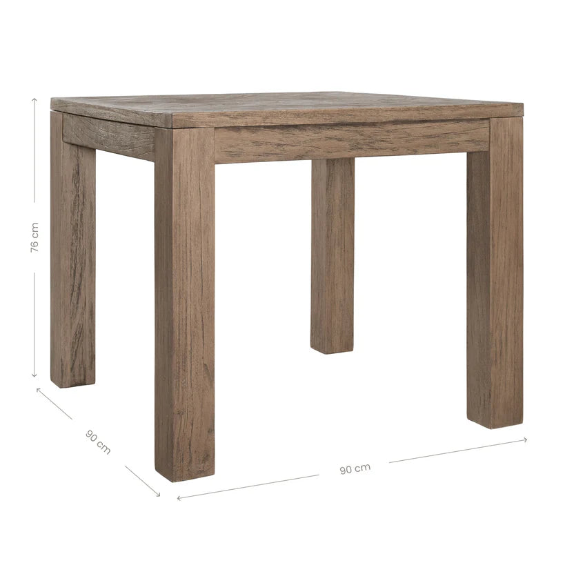 Suma Herringbone top 900 Reclaimed Teak Square Dining table