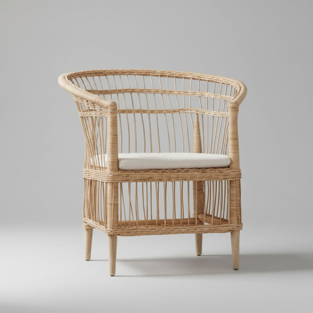 Handcrafted Songa natural rattan and wood Armchair