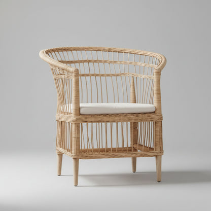 Handcrafted Songa natural rattan and wood Armchair