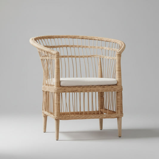 Handcrafted Songa natural rattan and wood Armchair