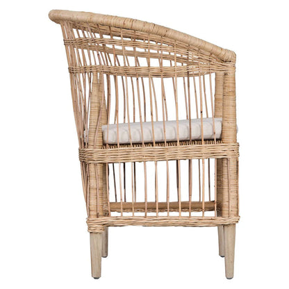 Handcrafted Songa natural rattan and wood Armchair