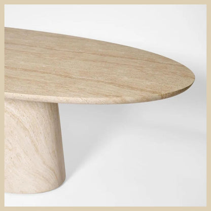 Ovalia Indoor/Outdoor Dining Table Ivory Travertine Look
