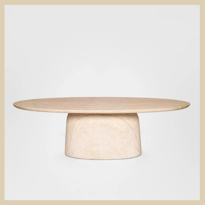 Ovalia Indoor/Outdoor Dining Table Ivory Travertine Look