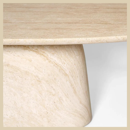 Ovalia Indoor/Outdoor Dining Table Ivory Travertine Look
