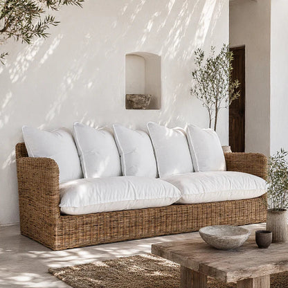 Nari Rattan 3 Seat Sofa with outdoor fabric