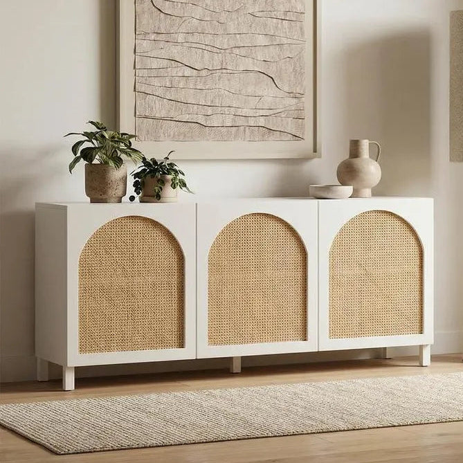Arch Chalk 3 door Sideboard with Rattan