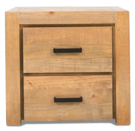 Ballina 2 drw Solid Timber Bedside Table with Rough Sawn Finish