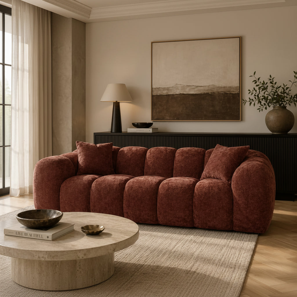 Belle 3 Seat Sofa in Desert Storm Chenile Fabric