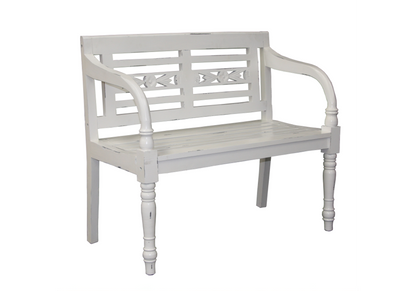 H + Y White Timber Garden Bench