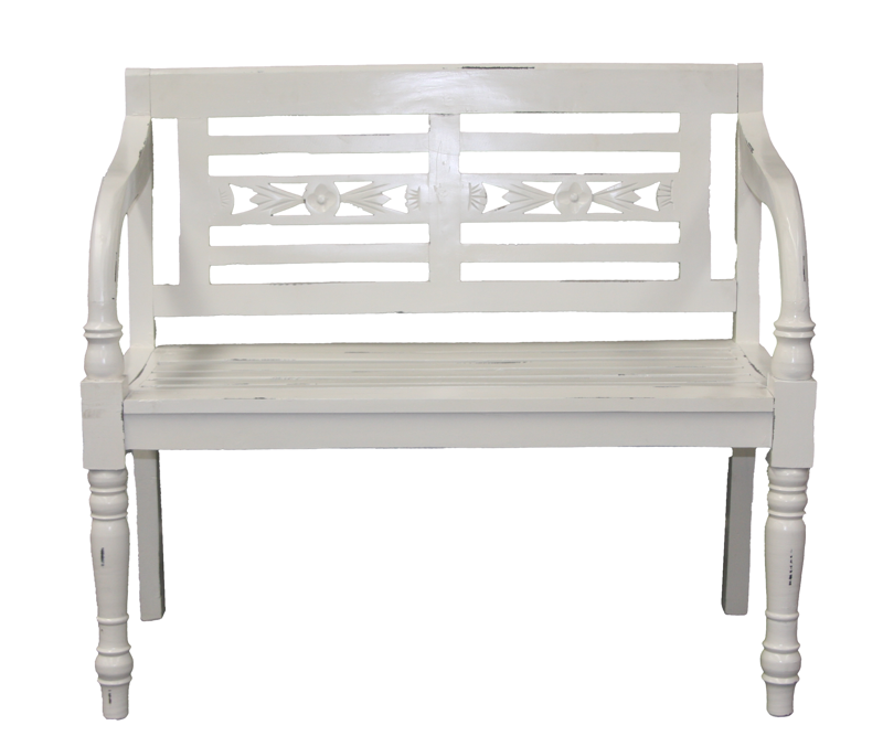 H + Y White Timber Garden Bench