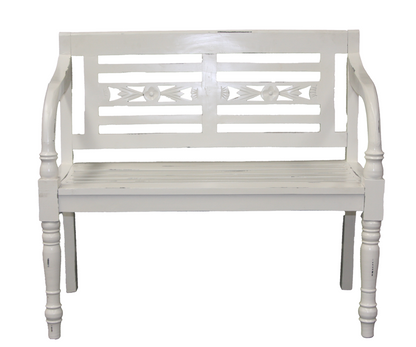 H + Y White Timber Garden Bench