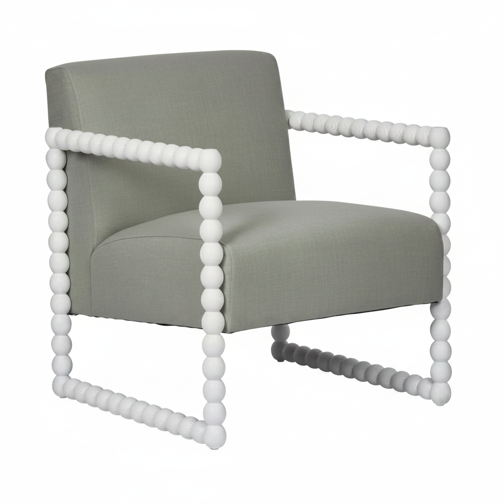 Bobbin Oak ArmChair White/Seafoam