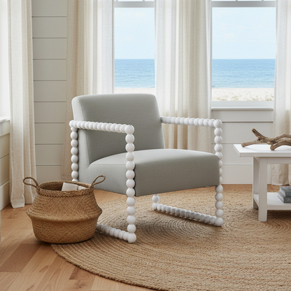 Bobbin Oak ArmChair White/Seafoam