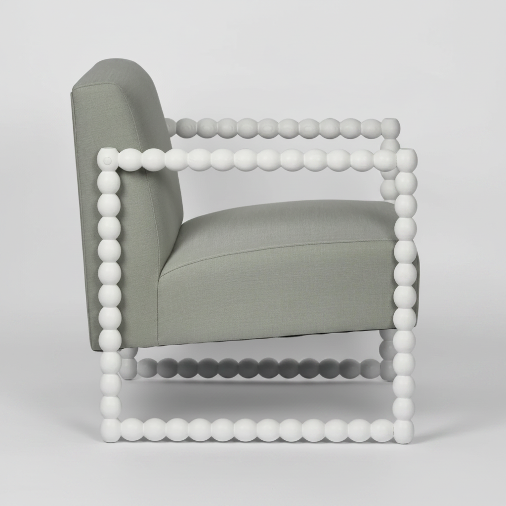 Bobbin Oak ArmChair White/Seafoam