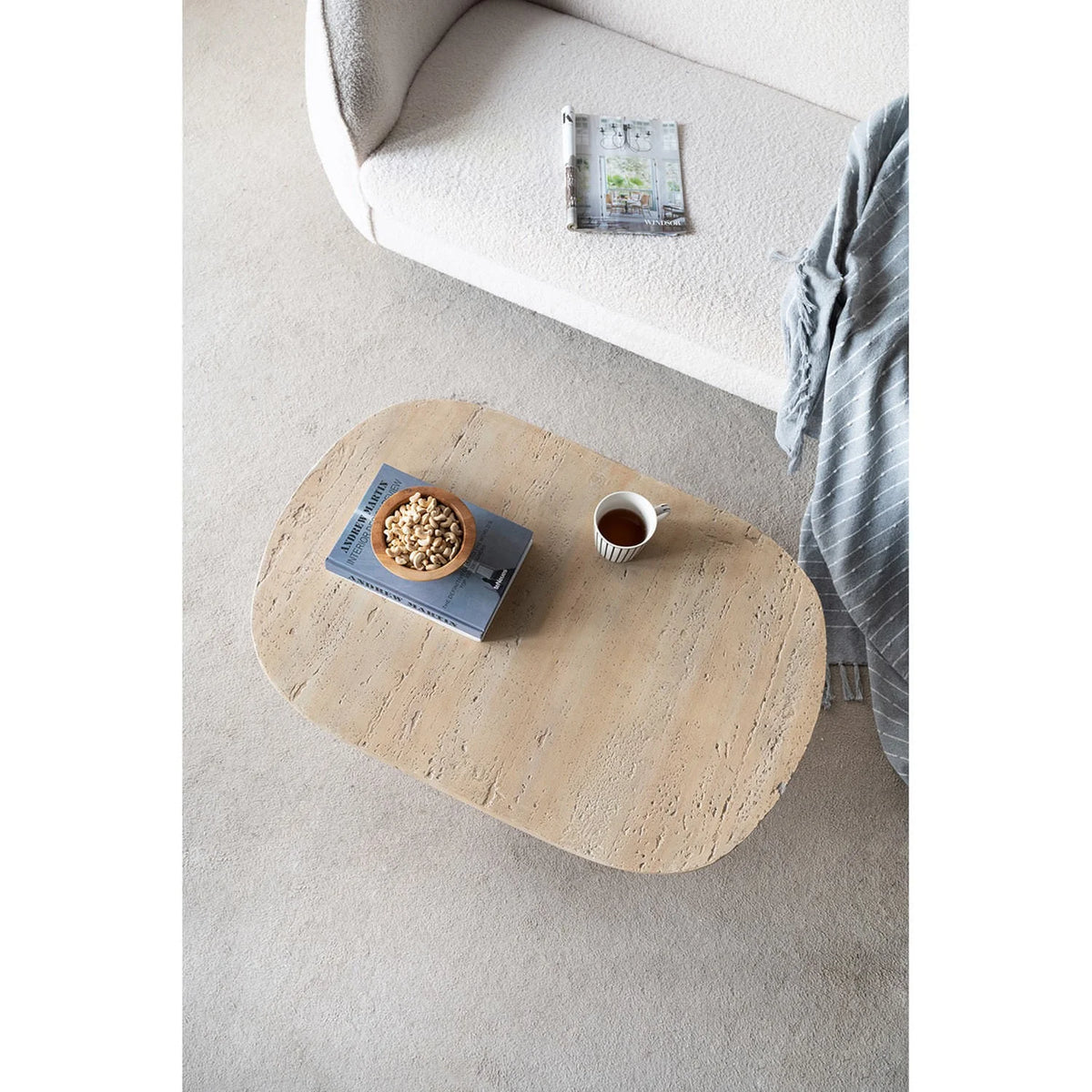 Boulda Oval Stone look Coffee Table - Indoor/Outdoor