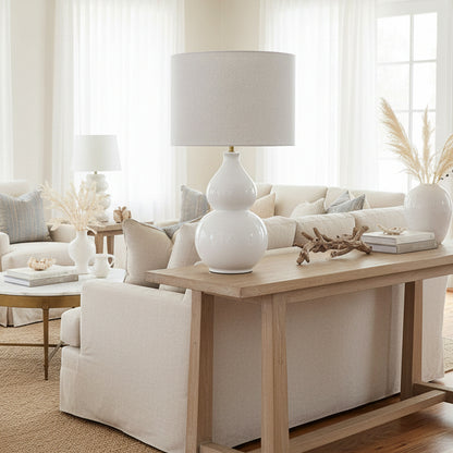 Aura Lamp White with Linen Shade