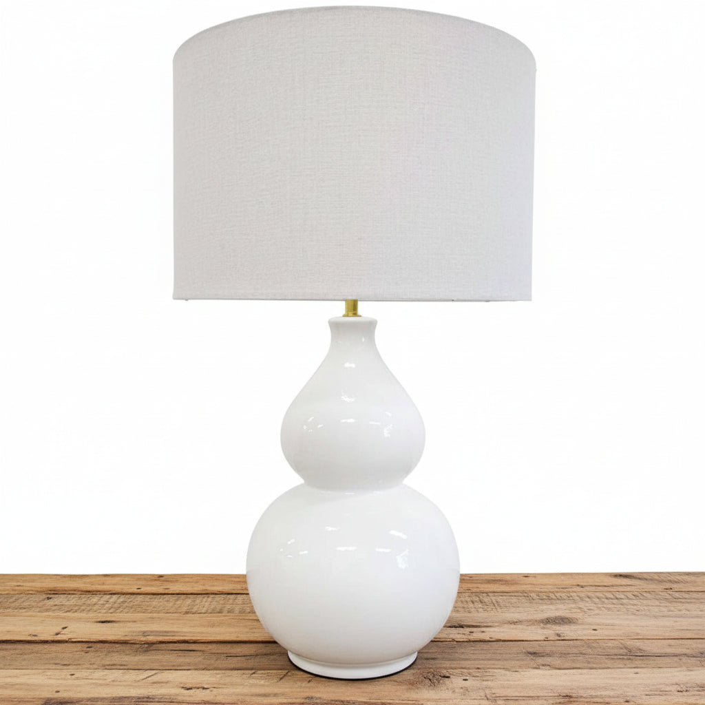 Aura Lamp White with Linen Shade