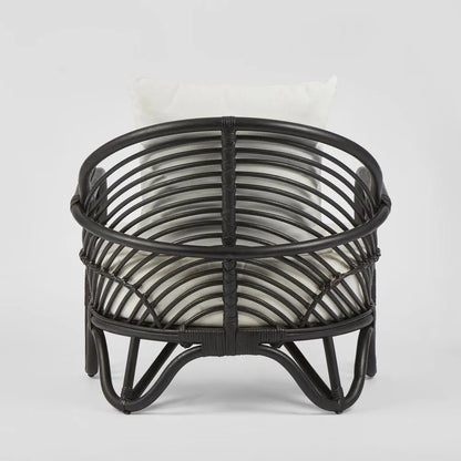 H + Y Cabana Armchair Natural or Black w White Fabric Cushions