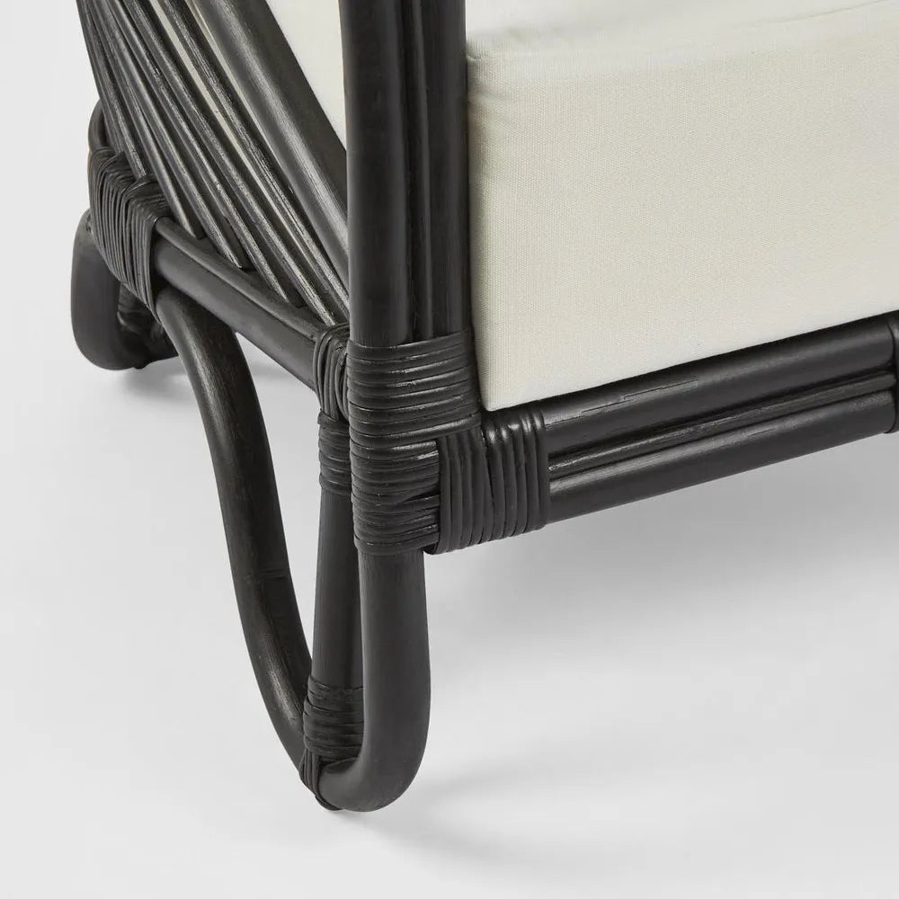 H + Y Cabana Armchair Natural or Black w White Fabric Cushions