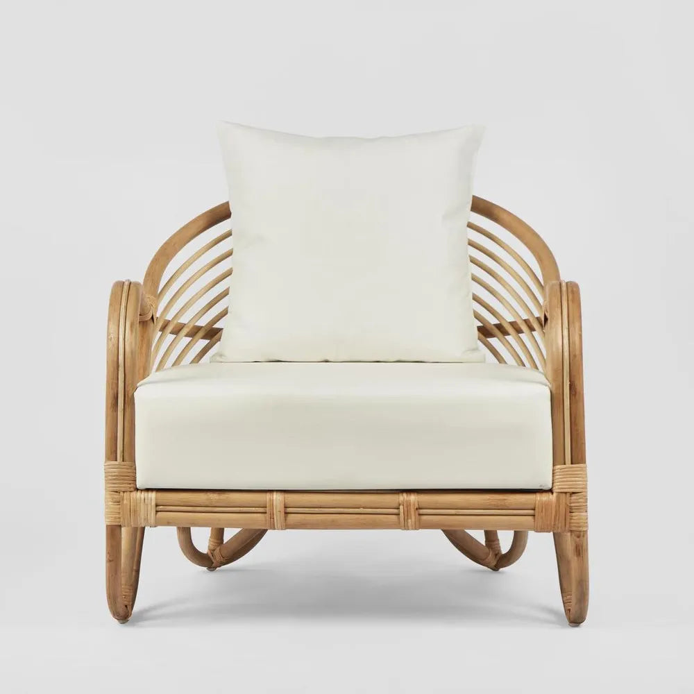 H + Y Cabana Armchair Natural or Black w White Fabric Cushions