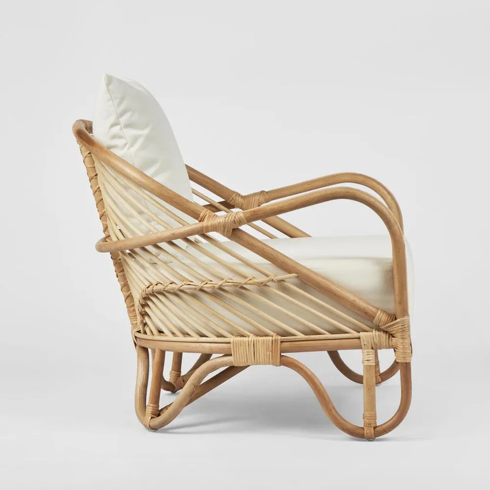 H + Y Cabana Armchair Natural or Black w White Fabric Cushions