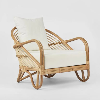 H + Y Cabana Armchair Natural or Black w White Fabric Cushions