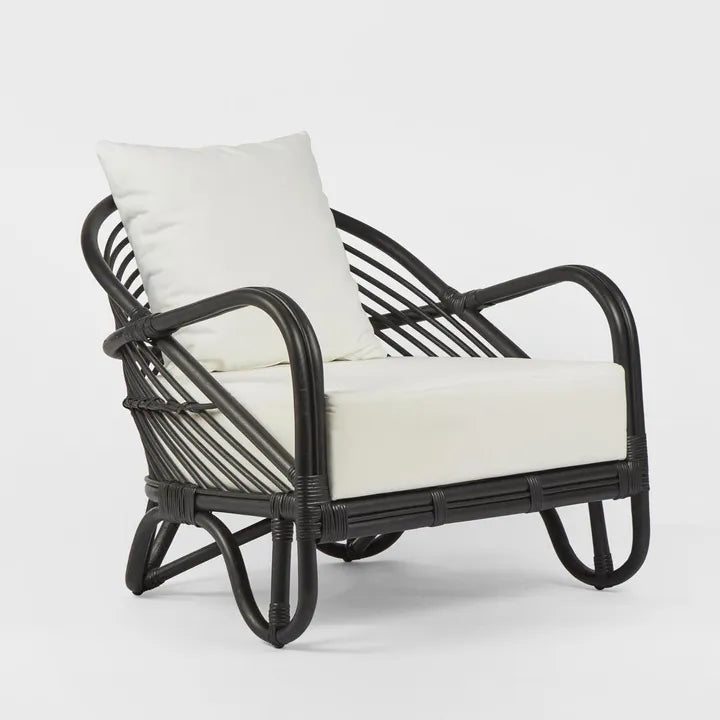 H + Y Cabana Armchair Natural or Black w White Fabric Cushions
