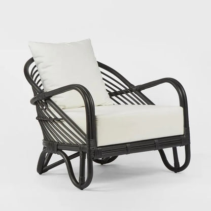 H + Y Cabana Armchair Natural or Black w White Fabric Cushions