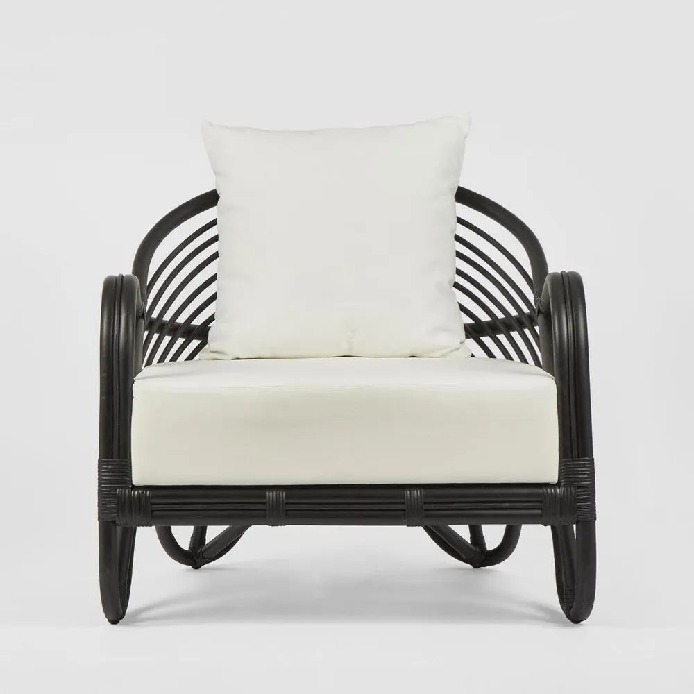 H + Y Cabana Armchair Natural or Black w White Fabric Cushions