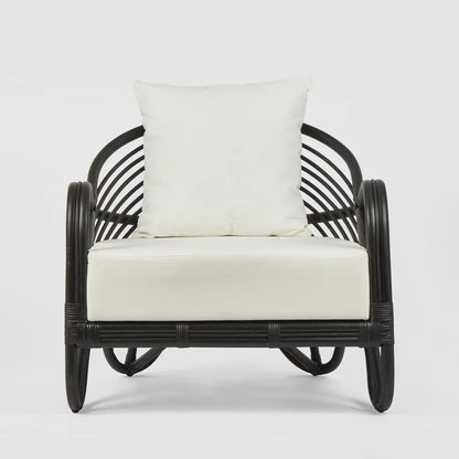 H + Y Cabana Armchair Natural or Black w White Fabric Cushions