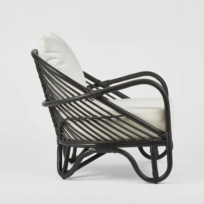H + Y Cabana Armchair Natural or Black w White Fabric Cushions