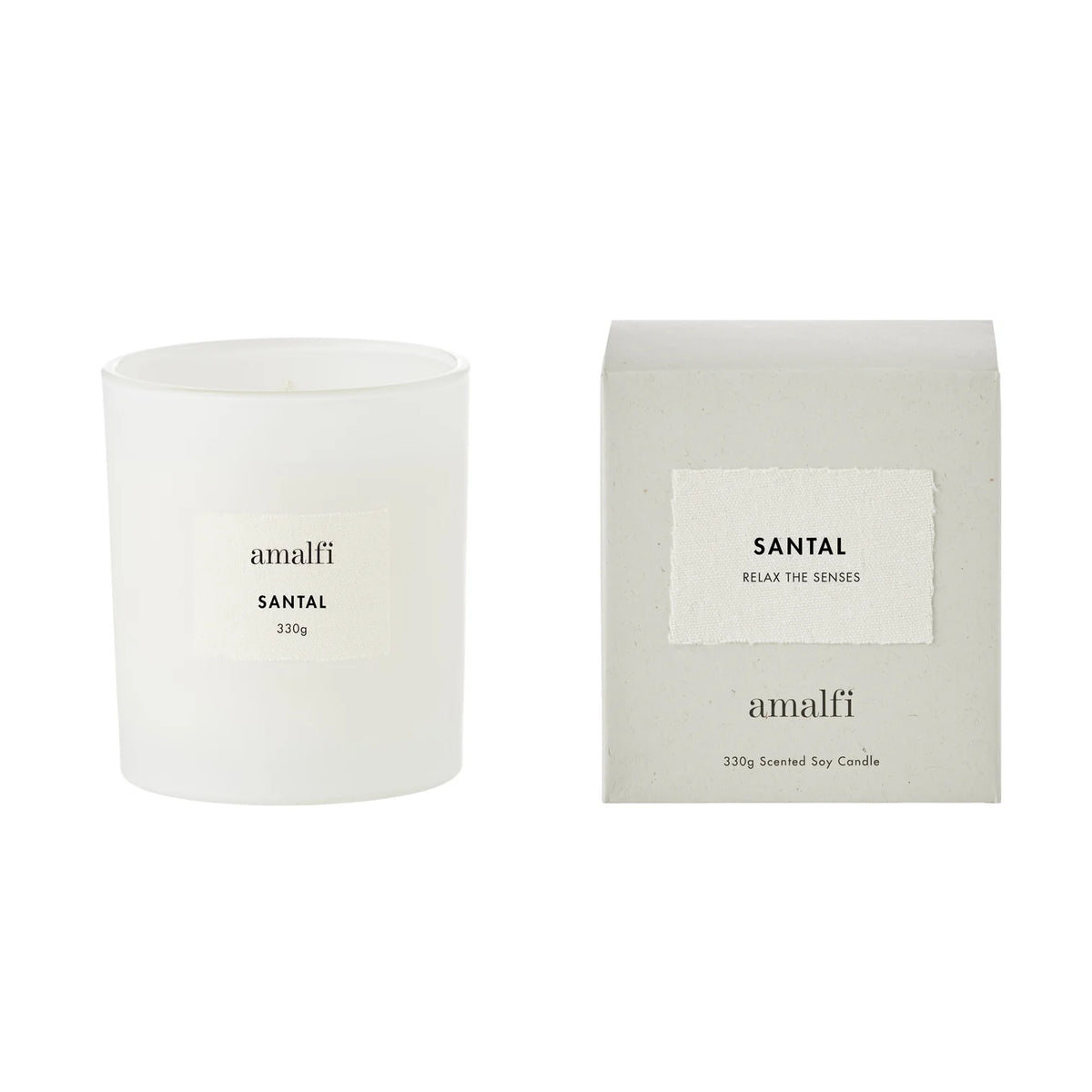 Santal Scented Soy Wax Candle 330g White